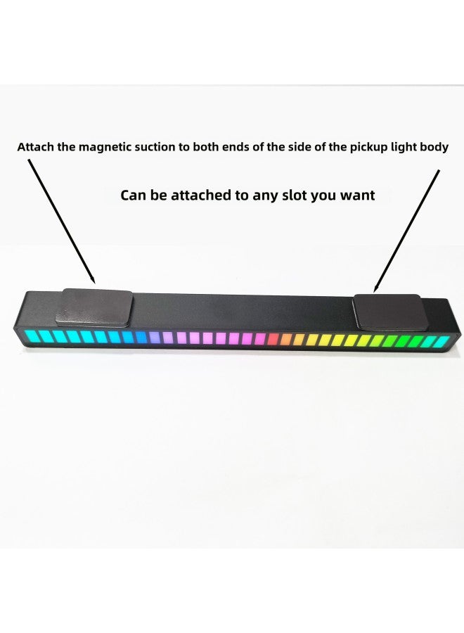 Loquat Magnetic Suction RGB Voice Control Voice Control Pickup Light LED Computer Car Atmosphere Light Music Rhythm Light-Color:32 Lamp Black Belt APP-Dimensions:Magnetic Plug-in - Image 5