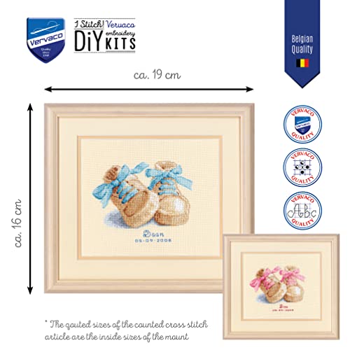 Vervaco Counted Cross Stitch Kit Baby Shoes 6.4" x 7.6" - Image 2