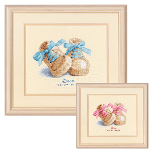 Vervaco Counted Cross Stitch Kit Baby Shoes 6.4" x 7.6" - Image 1