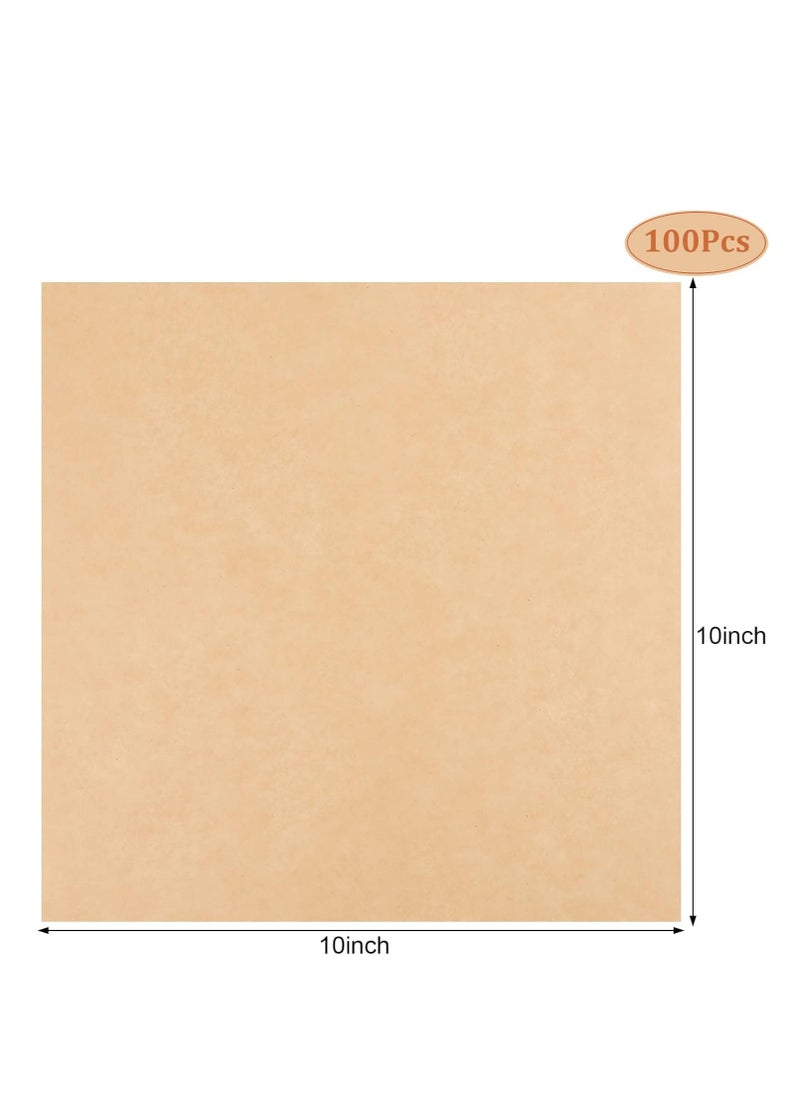 GUDOO - 100Pcs Sandwich Wrapping Paper, Wax Paper Sheets for Food, Greaseproof & Non-stick Baking Parchment Paper, Pre-cut Unbleached Parchment Paper Perfect for Bread, Burger and Basket Liners (Pure brown) - Image 1