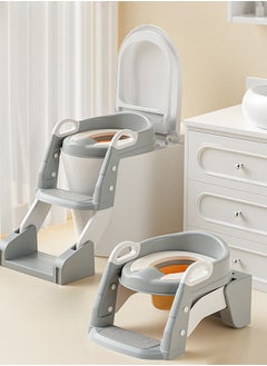 0TO1 TECH Baby Potty, 3 In 1 Children's Ladder, Training Potty with Splash Protection and Cushion, Boys and Girls Potty (Gray)  - Image 1