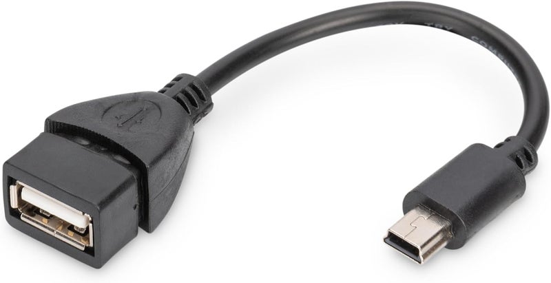DIGITUS Assmann Electronic UL 0.2m USB 2.0 OTG Male to Female Adapter Cable - Black - Image 1