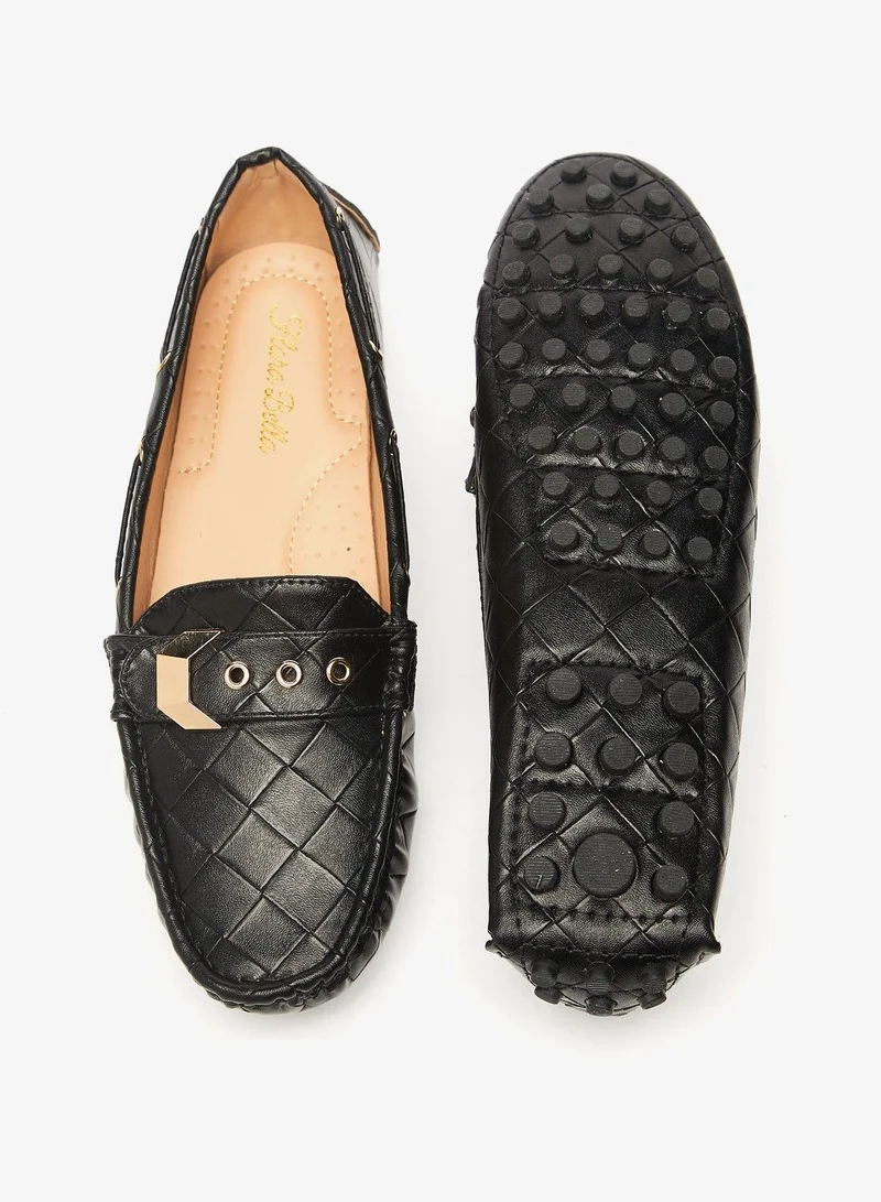 فلورا بيلا Quilted Slip-On Moccasins with Metal Accent