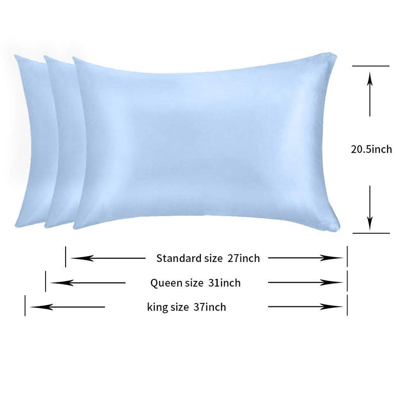 Jocoku Jocoku 100% Mulberry Silk Pillowcases Set of 2 for Hair and Skin and Super Soft and Breathable Queen Size Nature Silk Pillowcases (Queen  Blue)  - Image 5