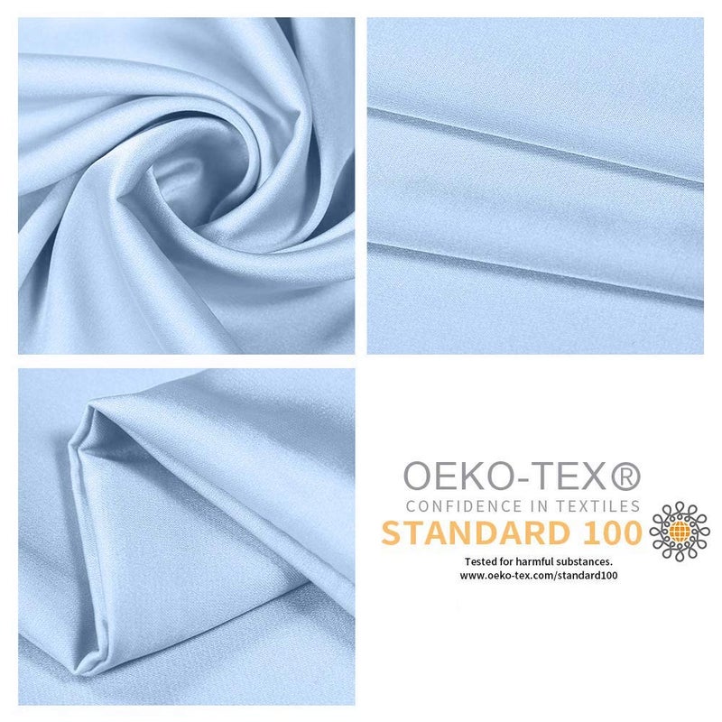 Jocoku Jocoku 100% Mulberry Silk Pillowcases Set of 2 for Hair and Skin and Super Soft and Breathable Queen Size Nature Silk Pillowcases (Queen  Blue)  - Image 4