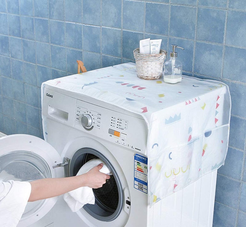 Kinteshun Fridge Washing Machine Dustproof Cover,Refrigerator Washer Dryer Top Cover with Kitchenware Organizer Pockets - Image 5