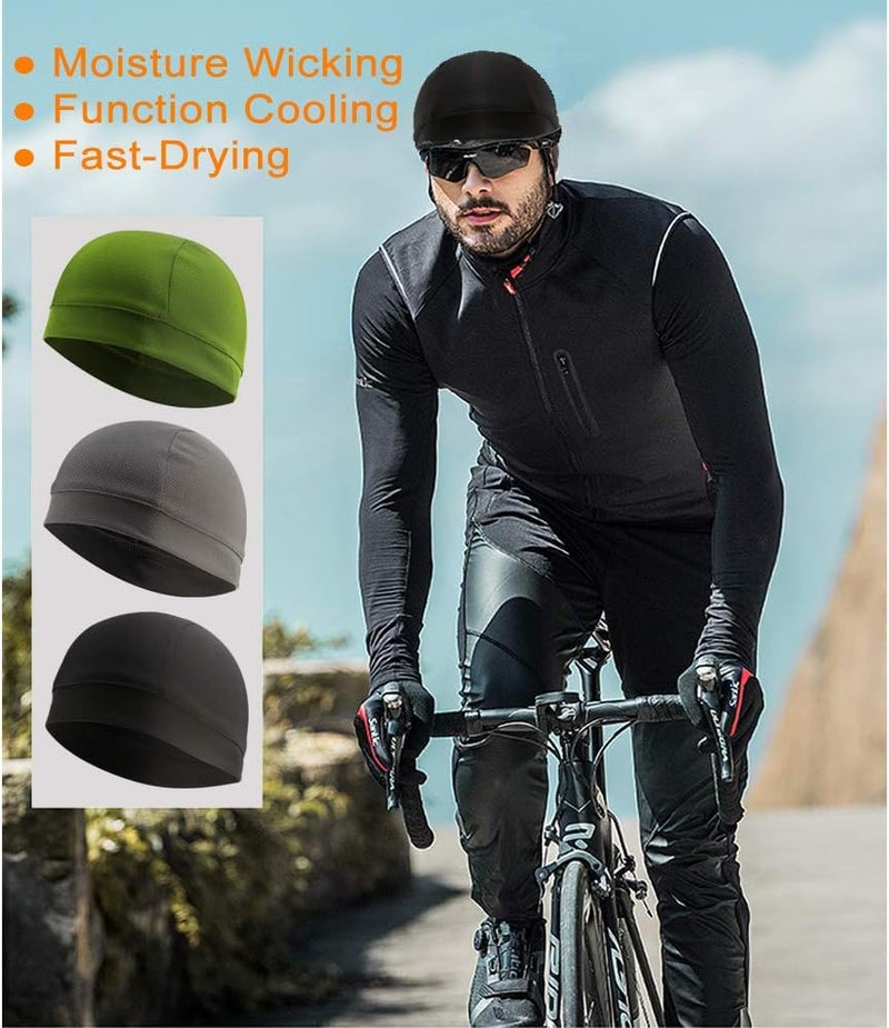 WSHSTS 3 Pack Cooling Skull Cap Helmet Liner Sweat Wicking Cycling Running Hat for Men Women - Image 2