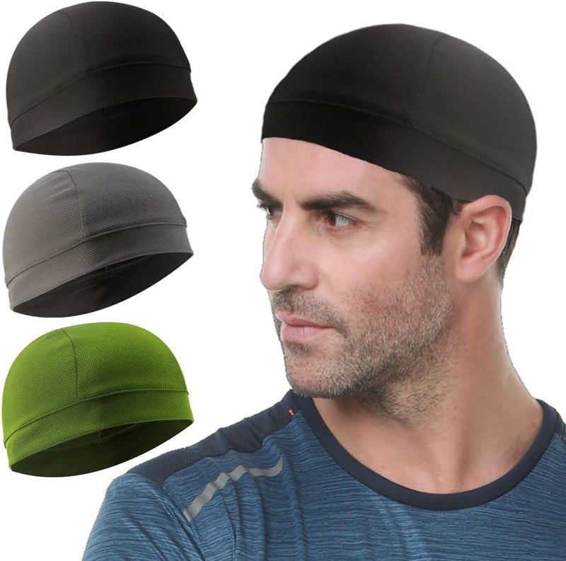 WSHSTS 3 Pack Cooling Skull Cap Helmet Liner Sweat Wicking Cycling Running Hat for Men Women - Image 1