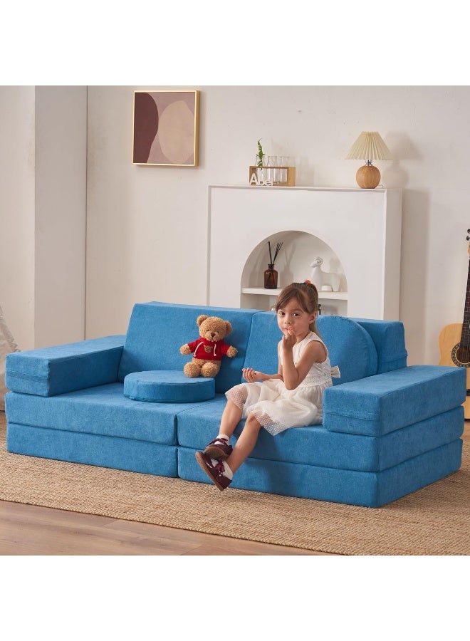 jela Jela Kids Luxury Floor Play Couch, Sofa Modular Furniture for Adults & Toddlers, Teal  - Image 1
