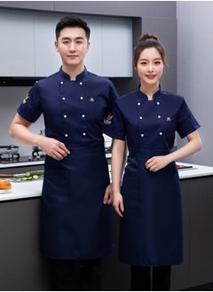 NIBEMINENT Hot Pot Restaurant Waiter Work Uniform Short Sleeved Chef Uniform Men's and Women's Hotel Kitchen Work Uniform  - Image 1