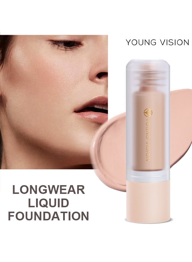 YOUNG VISION Longwear Liquid Foundation，Water-Based Liquid Foundation – Full Coverage, Lightweight Makeup for Oily and Combination Skin, Natural Matte Finish, Waterproof and Sweat-Resistant #02 - Image 2