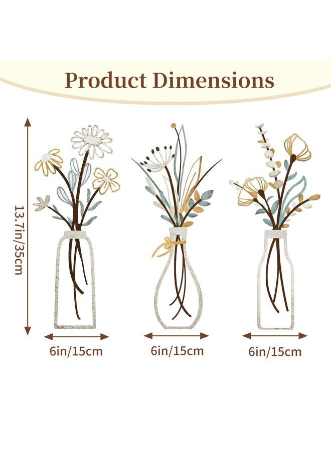 Boan 3 Pieces Metal Flower Wall Art – Rustic Farmhouse & Boho Floral Wall Decor for Living Room, Bedroom, Bathroom – Durable Pre-Drilled Home Decorationss, Housewarming Gift - Image 2
