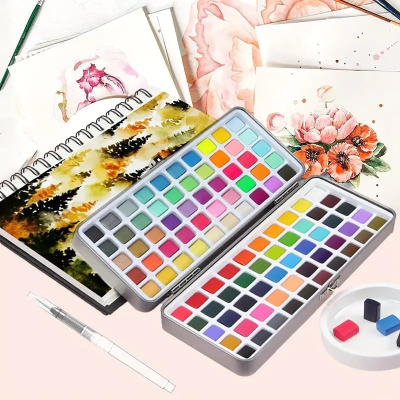 Artnery Portable Solid Water Color Paint Set 168 Colors Sketch Watercolor Palette Kit & Storage Case - Multicolor - Image 4