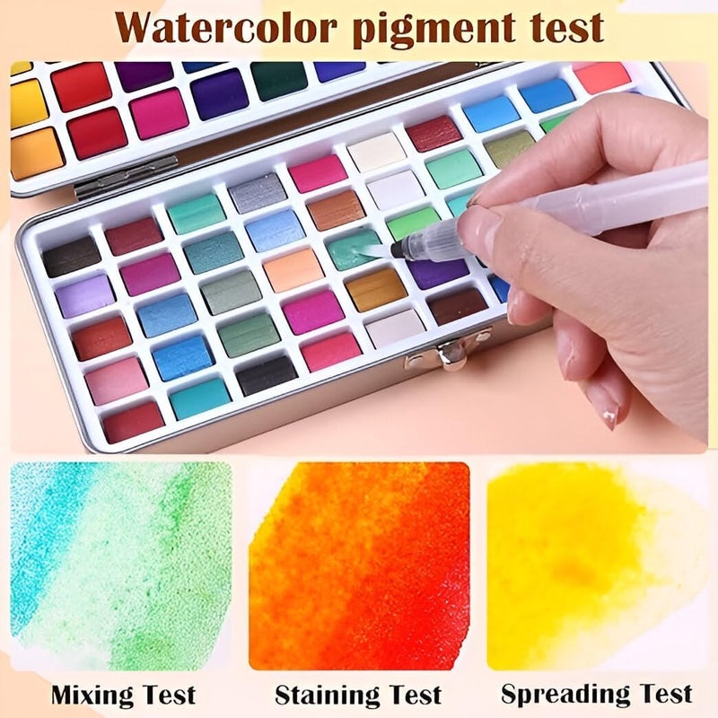 Artnery Portable Solid Water Color Paint Set 168 Colors Sketch Watercolor Palette Kit & Storage Case - Multicolor - Image 3