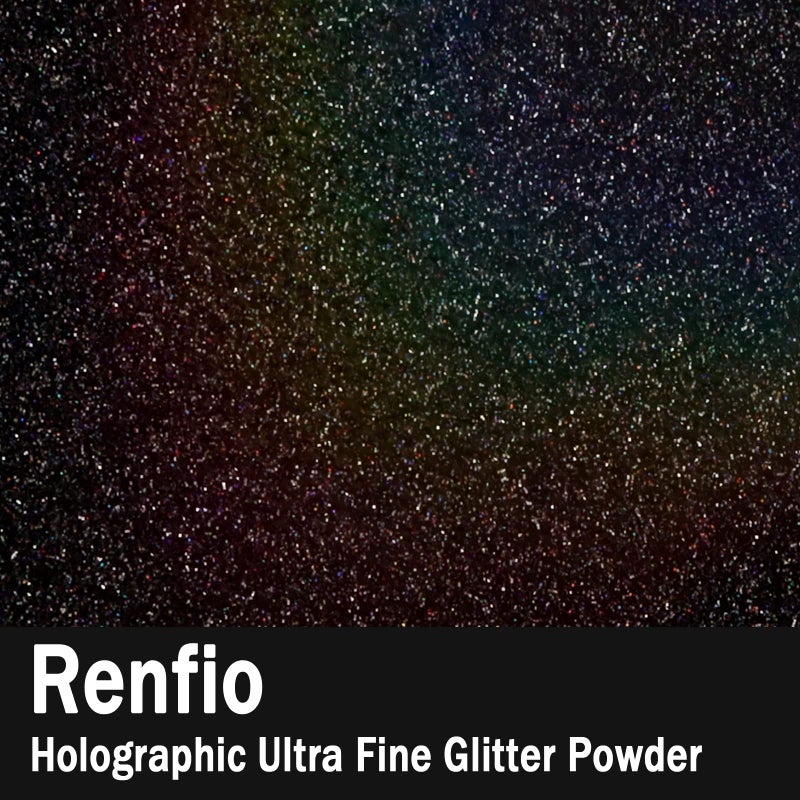 Renfio Holographic Ultra Fine Glitter Powder Metallic Resin Glitter 2.11 Oz (60g) PET Flakes Crafts Sequins 1/128" 0.008" 0.2mm Epoxy Chips Flakes for Tumblers Slime Olympic Decorations - Laser Black - Image 2
