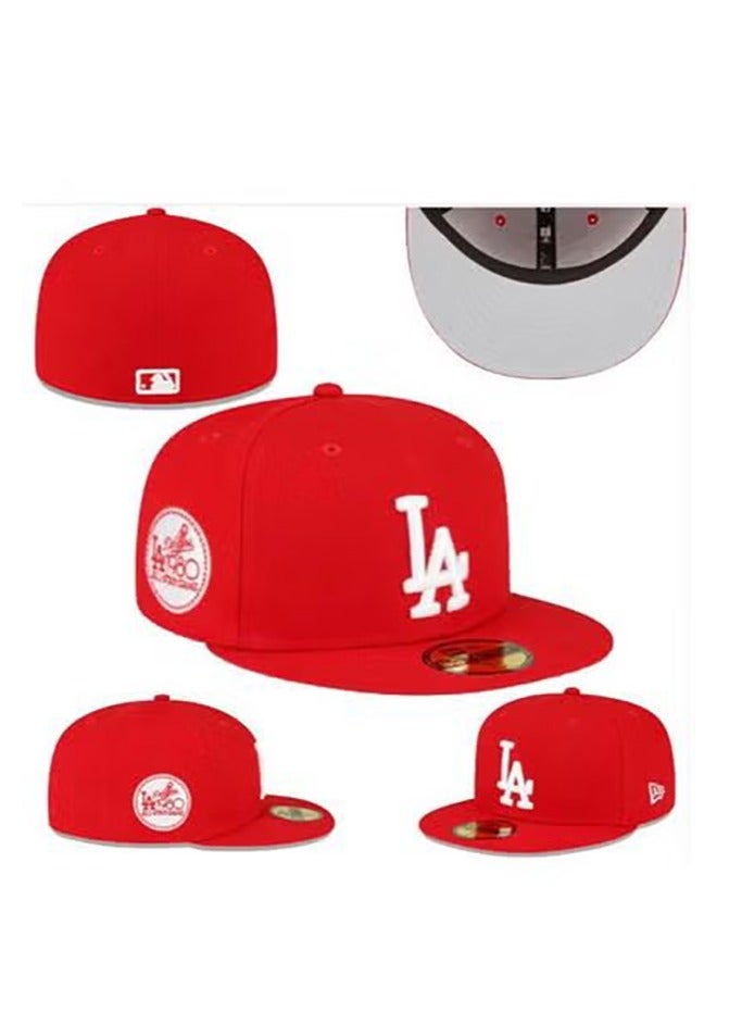 NEW ERA LA Logo Red Flat - Brim Cap, Retro Sports Vibe 58.7cm