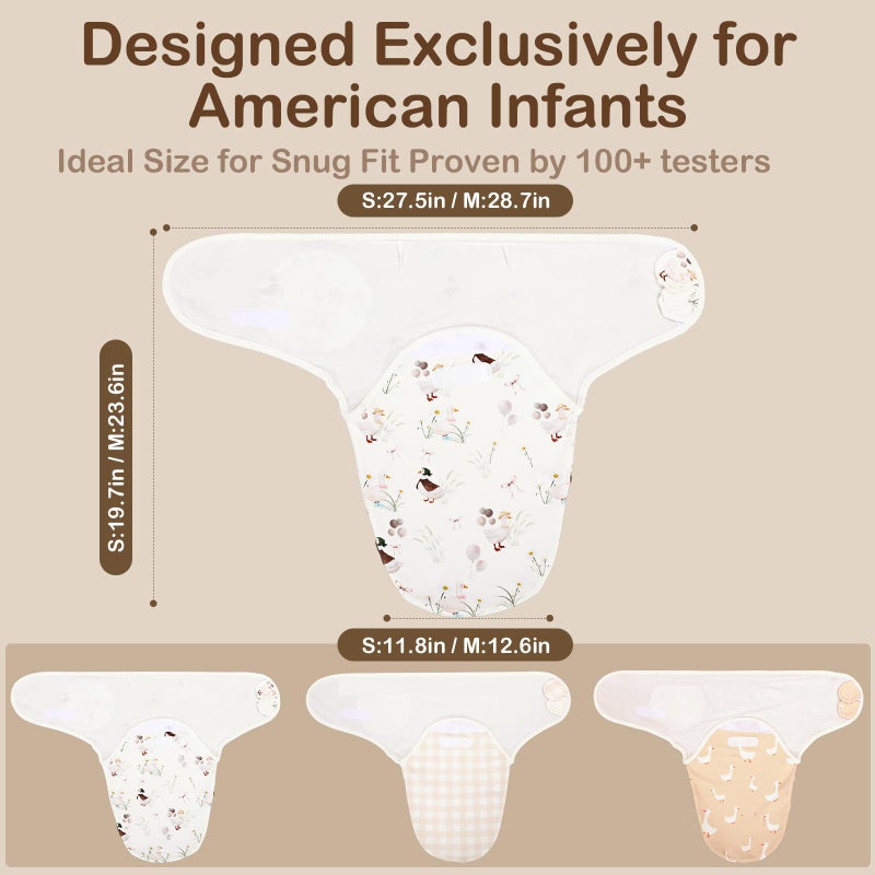 Oudain 3 Pcs Silly Goose Swaddles for Newborns Organic Cotton Adjustable Swaddles 0-3 Months Newborn Gift Breathable Soft Nursery Swaddling Blankets for Baby Boy Girl - Image 3