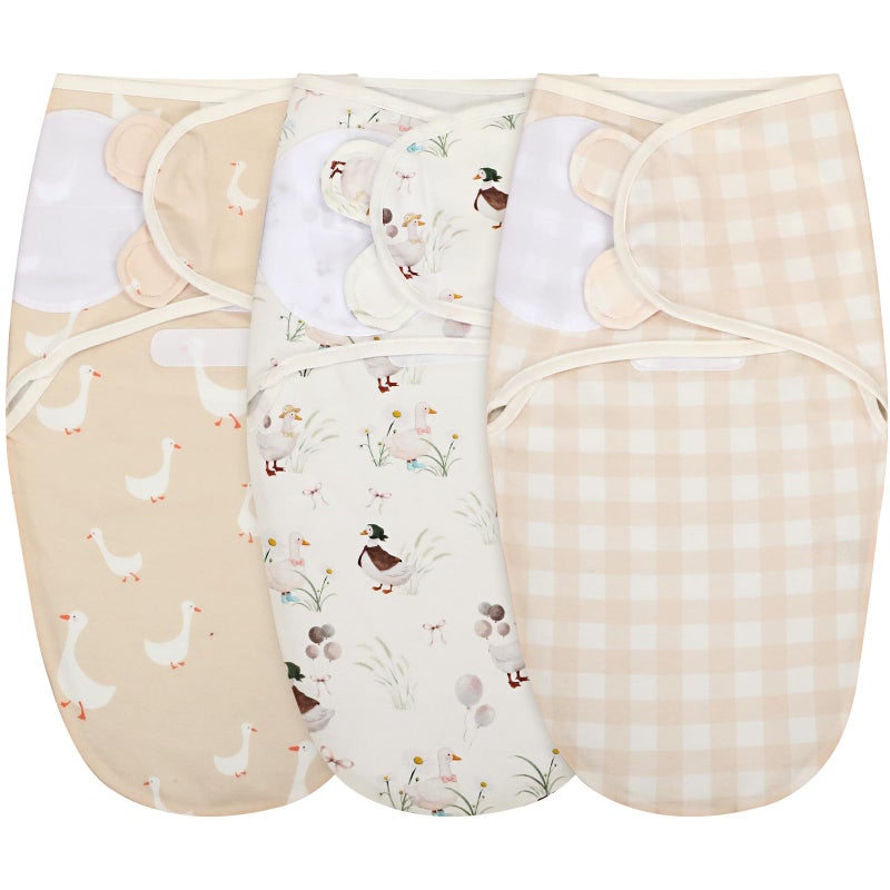 Oudain 3 Pcs Silly Goose Swaddles for Newborns Organic Cotton Adjustable Swaddles 0-3 Months Newborn Gift Breathable Soft Nursery Swaddling Blankets for Baby Boy Girl - Image 1