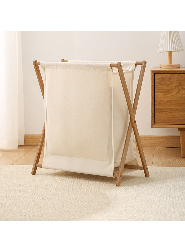 1-Piece Bamboo Laundry Hamper Sorter Cart, Portable and Collapsible Folding Clothes Laundry Basket Storage with Removable Liner Bag, X Frame, Bamboo Laundry Organizer Cabinet for Bathroom (L) - Image 2