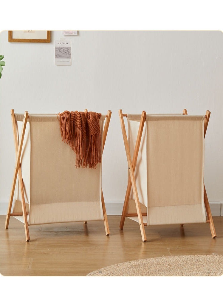 1-Piece Bamboo Laundry Hamper Sorter Cart, Portable and Collapsible Folding Clothes Laundry Basket Storage with Removable Liner Bag, X Frame, Bamboo Laundry Organizer Cabinet for Bathroom (L) - Image 4