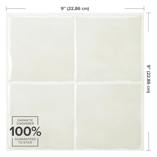 SMART TILES Peel and Stick Backsplash - 5 Sheets of 9" x 9" - 3D Adhesive Peel and Stick Tile Backsplash for Kitchen, Bathroom, Wall Tile, Oia - Image 4