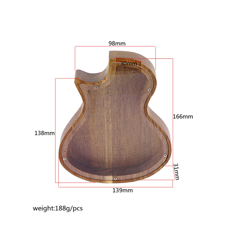 Bamboo Piggy Bank Guitar Size Sturdy Wood Construction With Transparent Window - Large Capacity Saving Pot for Kids Room Decoration Children Gift - Image 4