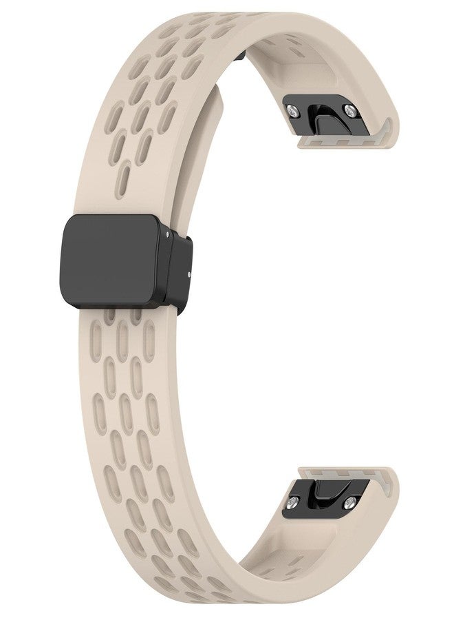 Abanen Silicone Air-holes Sport Watch Bands for Fenix 7S / Fenix 6S / Fenix 5S / Instinct 2S, 20mm Soft Silicone Wrist Strap with Fold-over Magnetic Closure for Garmin epix Pro 42mm (Starlight) - Image 2