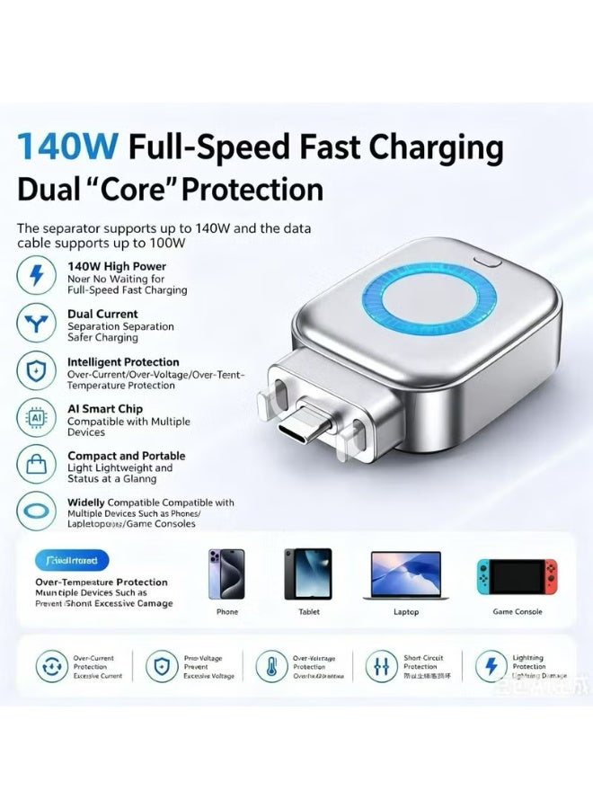 DealX X01 140W USB-C Fast Charging Auto Power-Off Adapter | Smart Auto Eject Charging Separator with Battery Protection for Phone, Tablet & Laptop - Image 3