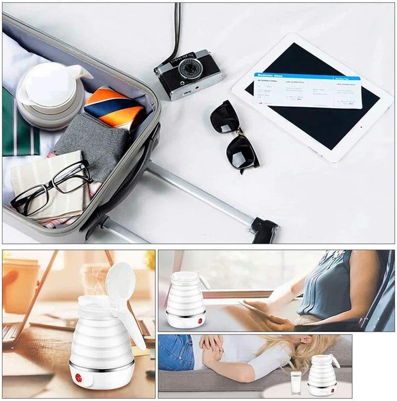 UpdateClassic Small Travel Foldable Electric Kettle, 0.6L Portable Collapsible Hot Water Boiler For Coffee Tea (White) - Image 5