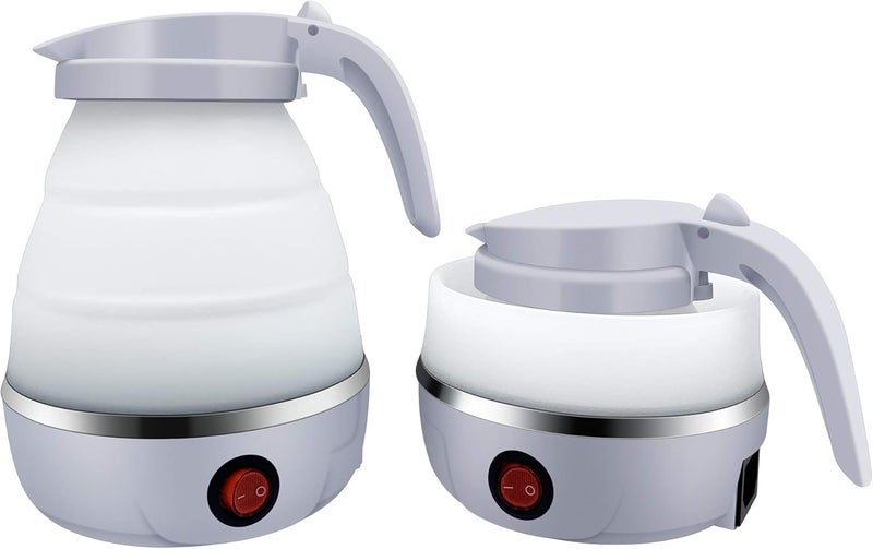 UpdateClassic Small Travel Foldable Electric Kettle, 0.6L Portable Collapsible Hot Water Boiler For Coffee Tea (White) - Image 1