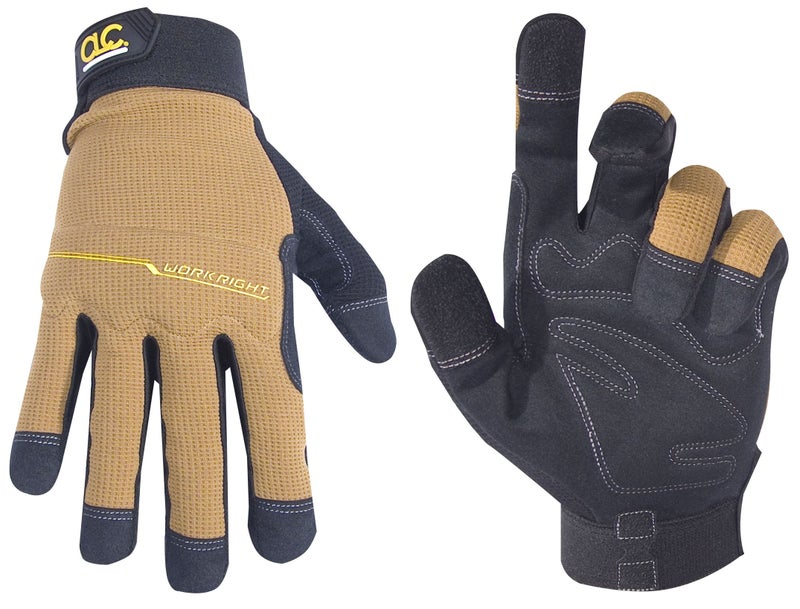Custom Leathercraft124X Workright Flex Grip Work Gloves Shrink Resistant Improved Dexterity Tough Stretchable Excellent Grip Assorted Extra Large