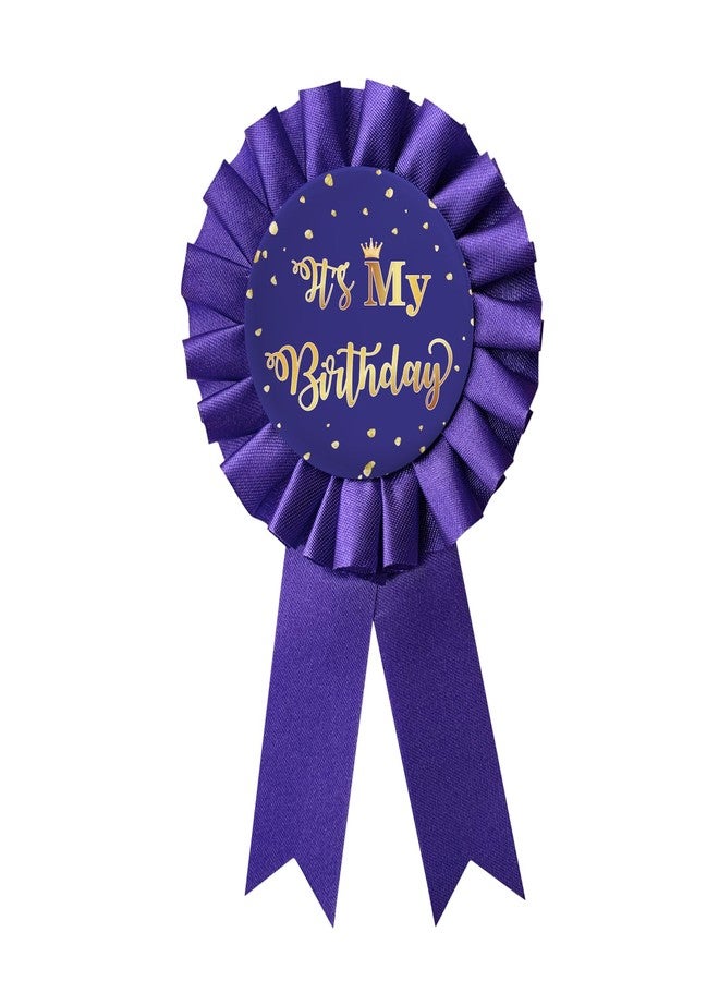 WIDEIDEAL It's My Birthday Party Badge Button, Happy Birthday Boys and Girls Children Adults Purple Corsage Award Ribbon Birthday Party Decorations Sign - Image 1