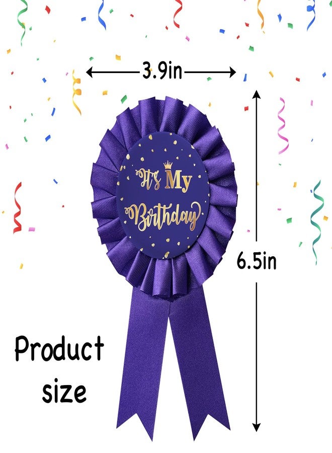 WIDEIDEAL It's My Birthday Party Badge Button, Happy Birthday Boys and Girls Children Adults Purple Corsage Award Ribbon Birthday Party Decorations Sign - Image 2
