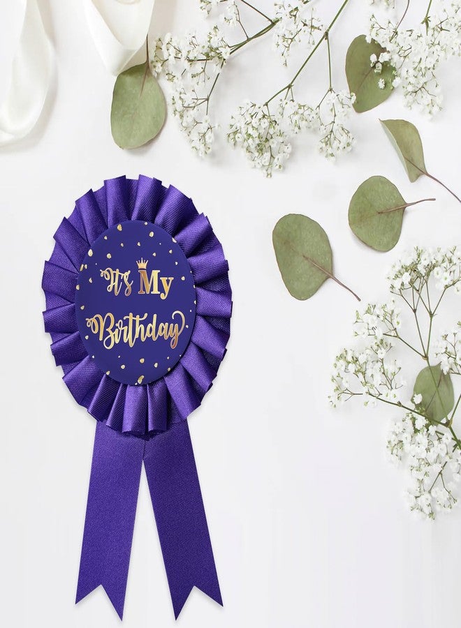 WIDEIDEAL It's My Birthday Party Badge Button, Happy Birthday Boys and Girls Children Adults Purple Corsage Award Ribbon Birthday Party Decorations Sign - Image 3