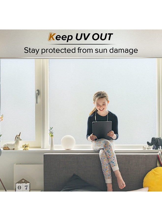 rabbitgoo Window Privacy Film, Frosted Glass Window Clings, Static Cling UV Heat Blocking Door Stickers for Home Bathroom, Removable Indoor Decal Coverings Day and Night, Pure, 29.5 x 78.7 Inches - Image 3