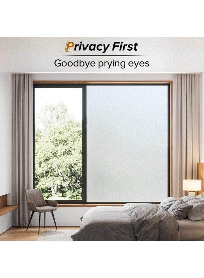 rabbitgoo Window Privacy Film, Frosted Glass Window Clings, Static Cling UV Heat Blocking Door Stickers for Home Bathroom, Removable Indoor Decal Coverings Day and Night, Pure, 29.5 x 78.7 Inches - Image 2