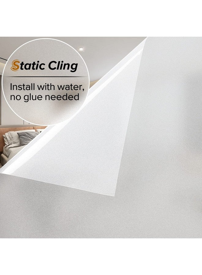 rabbitgoo Window Privacy Film, Frosted Glass Window Clings, Static Cling UV Heat Blocking Door Stickers for Home Bathroom, Removable Indoor Decal Coverings Day and Night, Pure, 29.5 x 78.7 Inches - Image 5