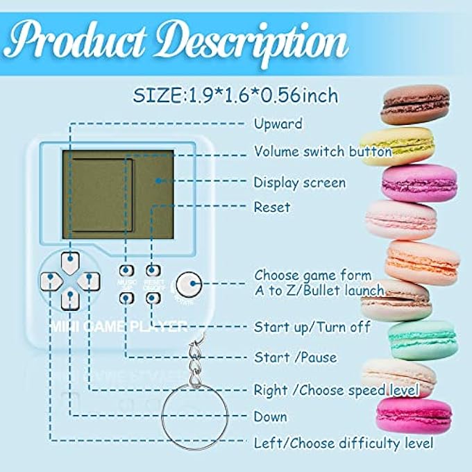 BRICK GAME CONSOLE KEYCHAIN, 6 PIECES VIDEO GAME PARTY FAVORS MINI BRICK GAME TOY KEYCHAIN GAME CONSOLE BIRTHDAY FESTIVAL FAVOR (PURPLE, ORANGE, BLUE, RED, GREEN, PINK, CLASSIC STYLE) - Image 2