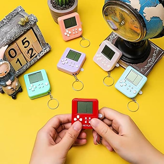 BRICK GAME CONSOLE KEYCHAIN, 6 PIECES VIDEO GAME PARTY FAVORS MINI BRICK GAME TOY KEYCHAIN GAME CONSOLE BIRTHDAY FESTIVAL FAVOR (PURPLE, ORANGE, BLUE, RED, GREEN, PINK, CLASSIC STYLE) - Image 4