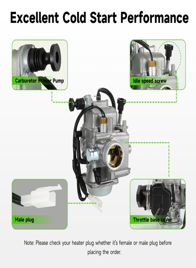 XIKOBY TRX350 Carburetor Kit Compatible with Honda Rancher TRX350TM TRX350TE TRX350ES TRX350FE 2000-2006 Fourtrax Foreman TRX450 4 Stroke ATV Performance Part w/Male Heater Plug Oil filter Air Filter - Image 5