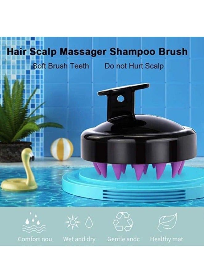 Shampoo brush for hair cleansing, massage, rubbing, scalp peeling and dandruff removal suitable for all types of men, women, children and pets Multicolor - Image 2