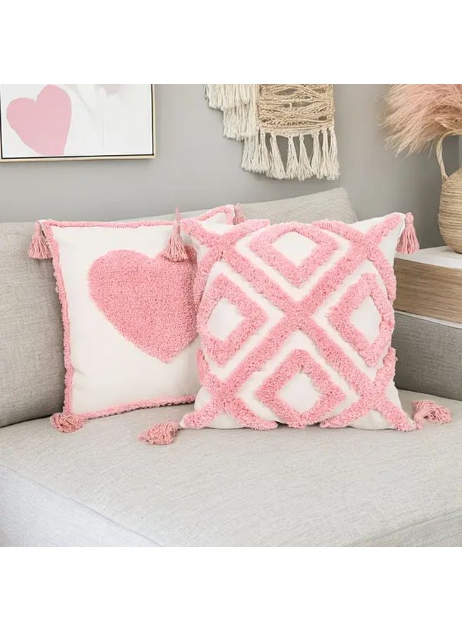 Pink Love Embroidery Tassel Tufted Throw Pillow Case Boho Decorative Cushion Cover for Living Room Sofa - Image 4