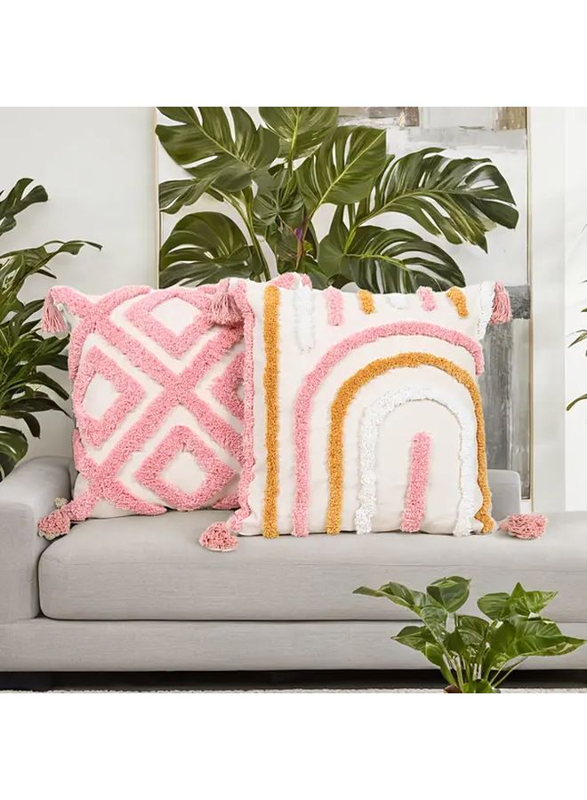 Pink Love Embroidery Tassel Tufted Throw Pillow Case Boho Decorative Cushion Cover for Living Room Sofa - Image 5
