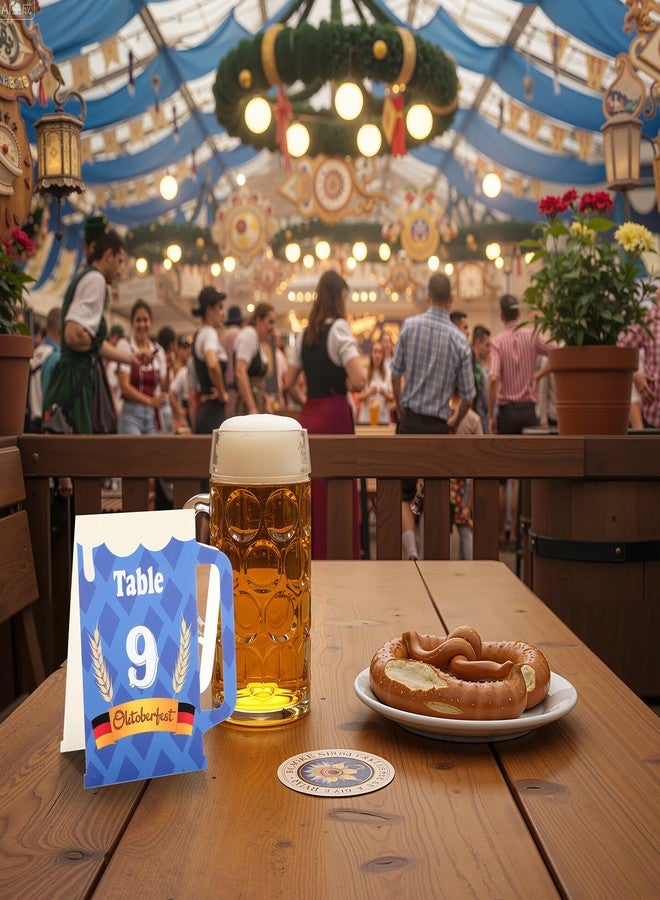 تاوباري زينة أرقام طاولات مهرجان أكتوبر من تاو باري، من 1 إلى 25، بطاقات أرقام على شكل خيمة، بطاقات أماكن قابلة للطي على الوجهين، مناسبة لمهرجانات البيرة الألمانية، مثالية للحفلات والمطاعم. - Image 3