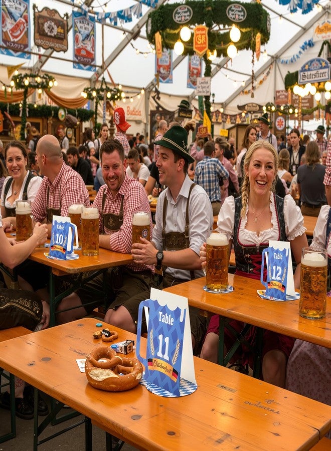 تاوباري زينة أرقام طاولات مهرجان أكتوبر من تاو باري، من 1 إلى 25، بطاقات أرقام على شكل خيمة، بطاقات أماكن قابلة للطي على الوجهين، مناسبة لمهرجانات البيرة الألمانية، مثالية للحفلات والمطاعم. - Image 5