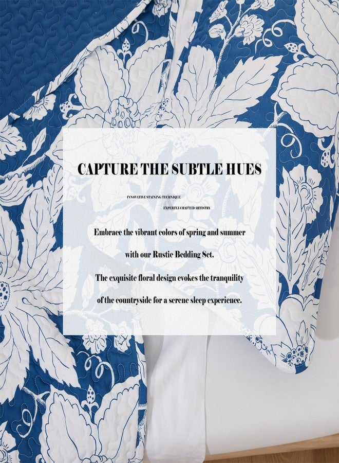 Bonlino طقم لحاف بونلينو الزهري - لحاف زهري أزرق خفيف الوزن قابل للعكس مصبوغ كبير الحجم مع غطاءين للوسائد مناسب لجميع الفصول، فاخر استوائي ملكي (كبير الحجم كينج) - Image 4