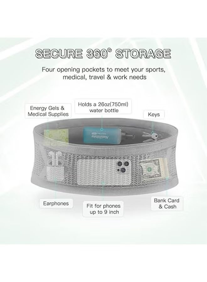 Sports Waist Bag Running Belt Running Pack Bag for Women Men Phone Holder for Running Slim Running Belt Storage Belt Bag for Sports Travel Cycling Hiking Workout Fitness 4 Large Security Pockets M - Image 3