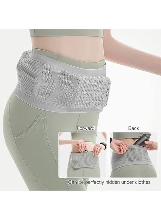 Sports Waist Bag Running Belt Running Pack Bag for Women Men Phone Holder for Running Slim Running Belt Storage Belt Bag for Sports Travel Cycling Hiking Workout Fitness 4 Large Security Pockets M - Image 4