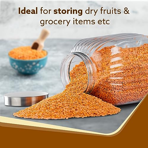 AGARO Elegant Glass Jar 3500 ml, Steel Lid, Storage Glass Container, Transparent, Kitchen Organiser, Multipurpose Jar - Image 3