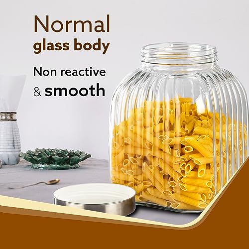 AGARO Elegant Glass Jar 3500 ml, Steel Lid, Storage Glass Container, Transparent, Kitchen Organiser, Multipurpose Jar - Image 4